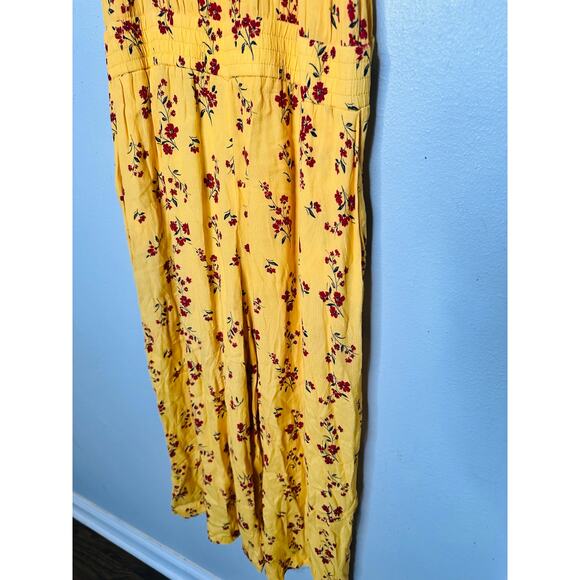 THAKOON Yellow Floral Sleeveless  Back Button Closure Wide Leg Jumpsuit Size 6 - Picture 7 of 16